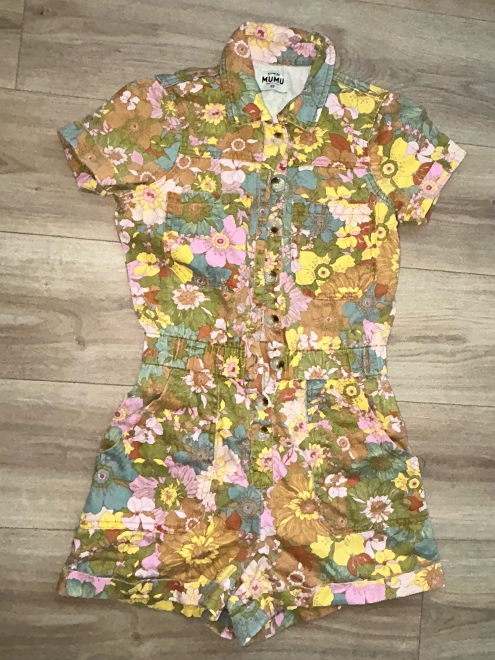 MuMu Multicolor Floral Short Sleeve Romper